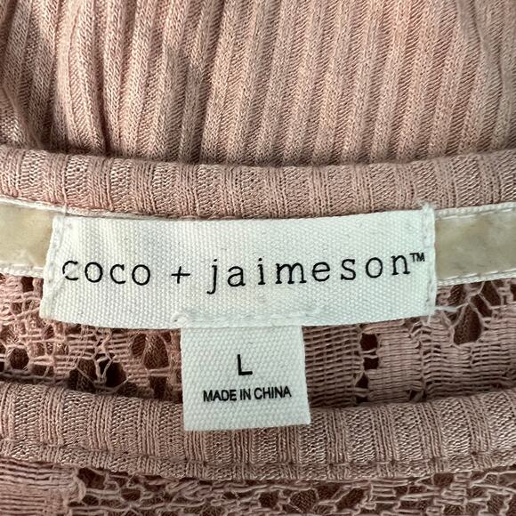 Coco+Jaimeson Lace Flowy Top Womens Large Casual Workwear Party Elegant Stretch - Picture 2 of 13